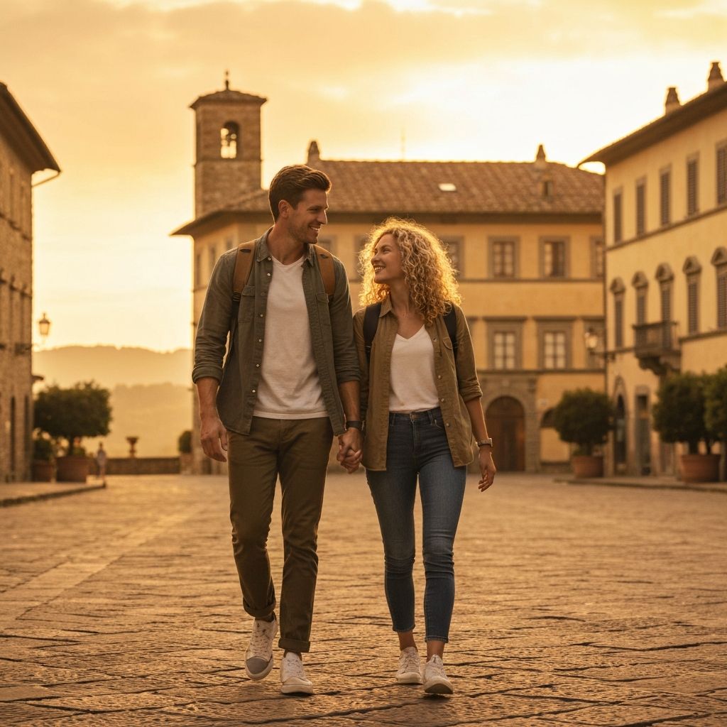 Casal viajando pela Itália
